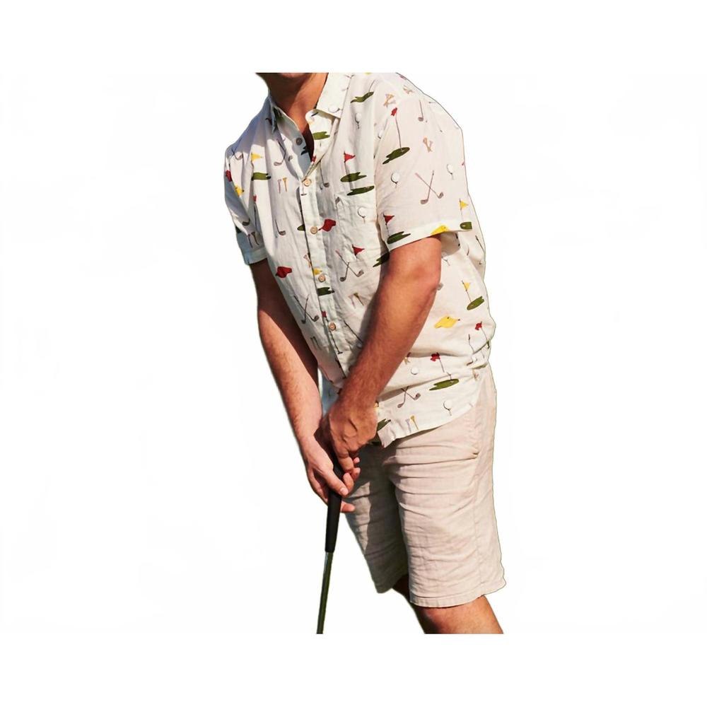 NEW PINK CHICKEN jack button-down shirt in golf tournament